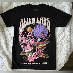 Alien Labs Planet Skulls Black Graphic Men’s Shirt Size Small